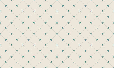 Elegant teal fleur-de-lis pattern on a beige background.  Perfect for wedding invitations, wallpaper, textile designs, and website backgrounds.
