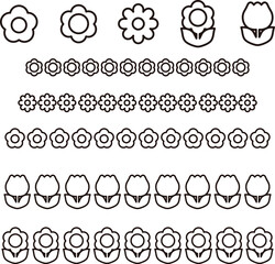 アイコン　家　花　飾り　あしらい　飾り罫　ピクトグラム　かわいい　線　黒　イラスト素材