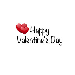 two 3d Red Hearts Happy Valentine's Day Text Vector art Icon design