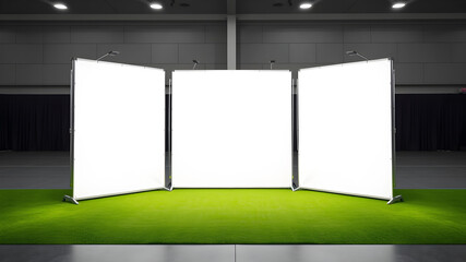 Blank banner display. Template mockup. 3D rendering. Generative AI