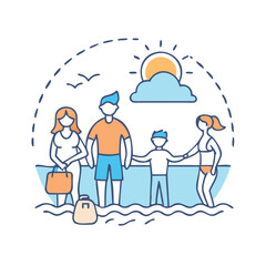 family beach day vector icon, family day vector illustration - simple illustration of family beach day perfect for logos, and family day-themed designs.