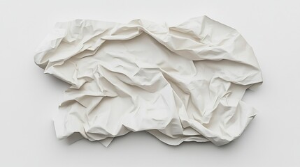 Obraz premium Abstract textured crumpled white fabric on white background.