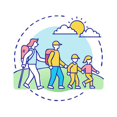 family hiking vector icon, family day vector illustration - simple illustration of family hiking perfect for logos, and family day-themed designs.