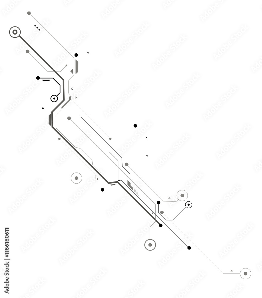 Poster digital technology style line and element on transparent background