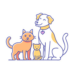 family pet dog or cat vector icon, family day vector illustration - simple illustration of family pet dog or cat perfect for logos, and family day-themed designs.