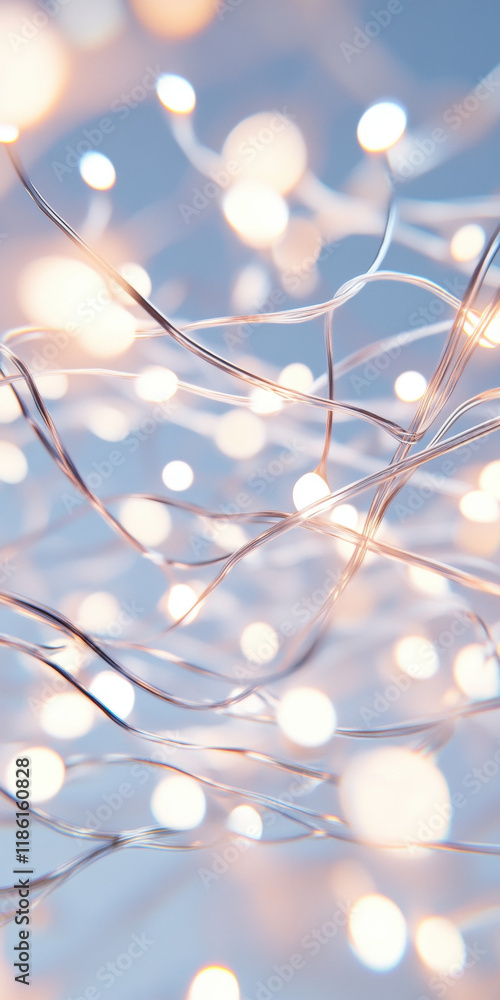 Aufkleber abstract neural network with glowing synaptic connections on light blue background
