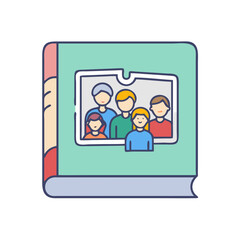 family photo album vector icon, family day vector illustration - simple illustration of family photo album perfect for logos, and family day-themed designs.