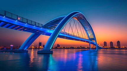 Naklejka premium city harbour bridge at night