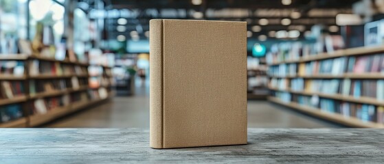 Blank Book on Display in Bookstore Aisle for Retail Promotion