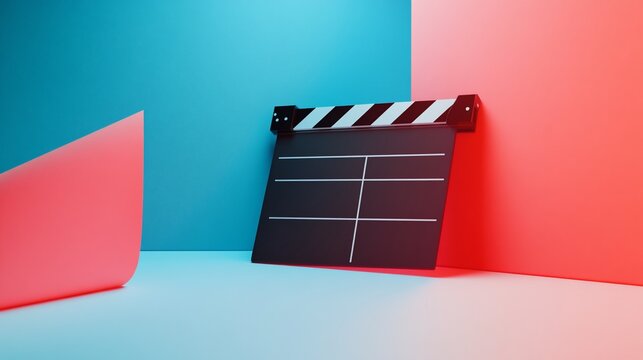 Film slate on colorful background.