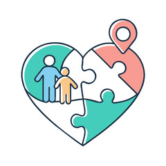 family puzzle heart vector icon, family day vector illustration - simple illustration of family puzzle heart perfect for logos, and family day-themed designs.