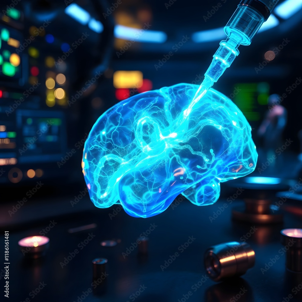 Aufkleber brain injection science artificial intelligence innovation tech