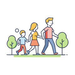 family walking in park vector icon, family day vector illustration - simple illustration of family walking in park perfect for logos, and family day-themed designs.