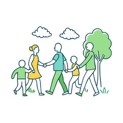 family walking in park vector icon, family day vector illustration - simple illustration of family walking in park perfect for logos, and family day-themed designs.