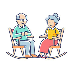 grandparents in rocking chairs vector icon, family day vector illustration - simple illustration of grandparents in rocking chairs perfect for logos, and family day-themed designs.