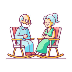 grandparents in rocking chairs vector icon, family day vector illustration - simple illustration of grandparents in rocking chairs perfect for logos, and family day-themed designs.