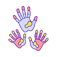 handprints of all family members vector icon, family day vector illustration - simple illustration of handprints of all family members perfect for logos, and family day-themed designs.