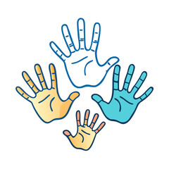 handprints of all family members vector icon, family day vector illustration - simple illustration of handprints of all family members perfect for logos, and family day-themed designs.