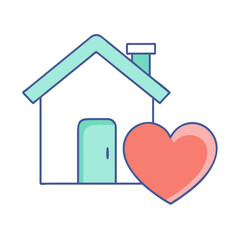 heart and home vector icon, family day vector illustration - simple illustration of heart and home perfect for logos, and family day-themed designs.
