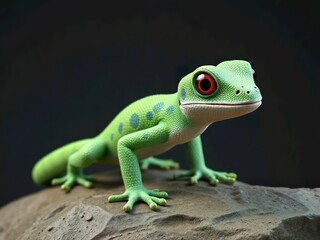 Fototapeta premium Happy cute gecko cartoon 3d illustration