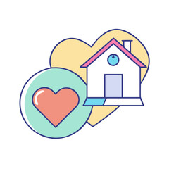 heart and house vector icon, family day vector illustration - simple illustration of heart and house perfect for logos, and family day-themed designs.