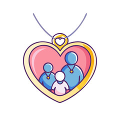 heart necklace for family vector icon, family day vector illustration - simple illustration of heart necklace for family perfect for logos, and family day-themed designs.