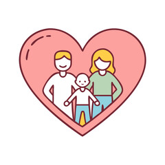 heart with mom dad kids vector icon, family day vector illustration - simple illustration of heart with mom dad kids perfect for logos, and family day-themed designs.