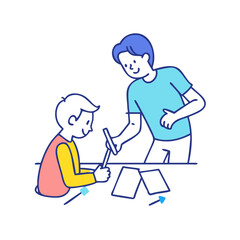 parent and child drawing vector icon, family day vector illustration - simple illustration of parent and child drawing perfect for logos, and family day-themed designs.