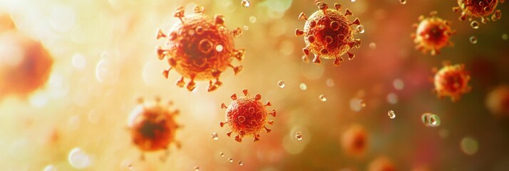 Viruses suspended in droplets of water create a striking visual representation of microbial life. Generative AI