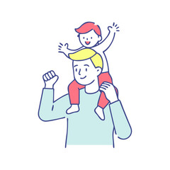 parent holding child on shoulders vector icon, family day vector illustration - simple illustration of parent holding child on shoulders perfect for logos, and family day-themed designs.