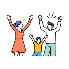parents cheering kids vector icon, family day vector illustration - simple illustration of parents cheering kids perfect for logos, and family day-themed designs.