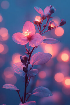Jagged edges of a desert plant tinted with a gentle blurple glow, a faint rose-gold bokeh swirling in the distance,