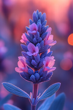 Jagged edges of a desert plant tinted with a gentle blurple glow, a faint rose-gold bokeh swirling in the distance,
