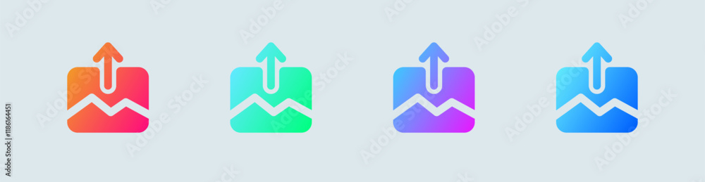 Poster publish solid icon in gradient colors. upload signs vector illustration.