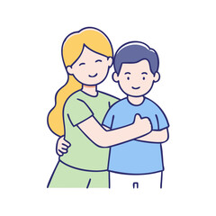 sibling hug vector icon, family day vector illustration - simple illustration of sibling hug perfect for logos, and family day-themed designs.