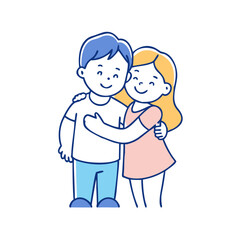 sibling hug vector icon, family day vector illustration - simple illustration of sibling hug perfect for logos, and family day-themed designs.