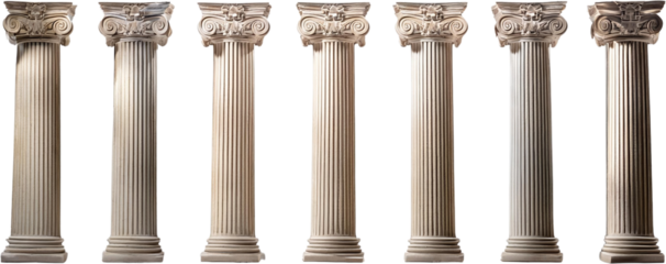 Eight Classical Stone Columns Architectural Design Elements Fluted Ionic Capitals