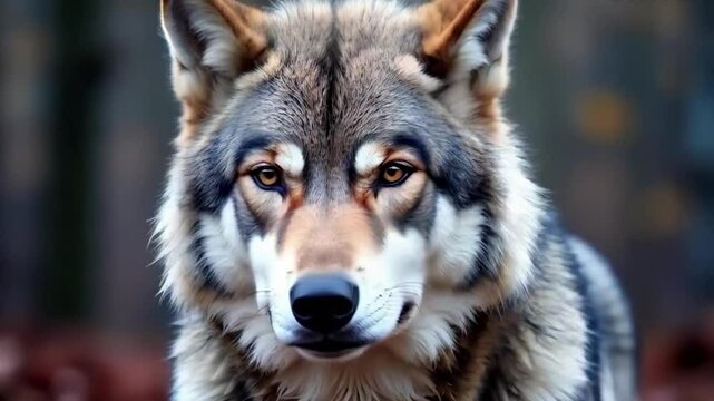 Close-up of its intense gaze, fur blowing in the wind