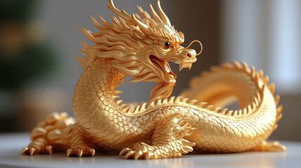 Fototapeta premium Intricate dragon sculpture showcasing skillful craftsmanship and artistry in design
