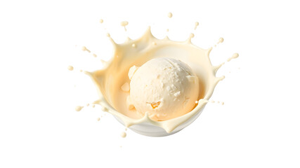 Vanilla ice cream splash. Generative AI