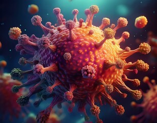 simulation of the coronavirus virus floating