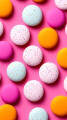 A serene pastel composition featuring overlapping translucent shapes in pale mint lavender and blush tones accented by subtle gold speckles for spring 