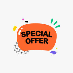 Special offer sign in flat vector illustration symbolizing discount, promotion, and marketing, isolated on white background.