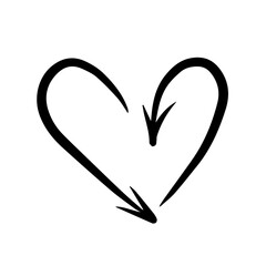 Heart-shaped arrows. Doodle hand-drawn heart