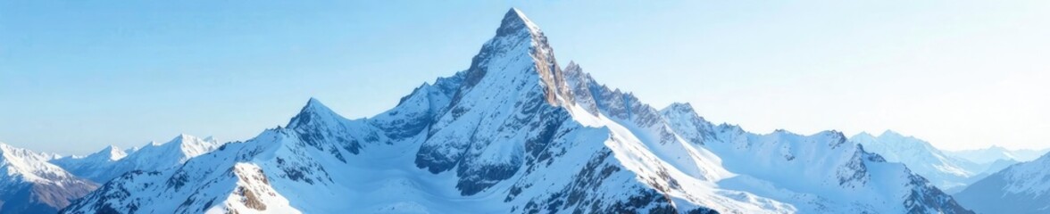 Obraz premium Snowy mountain peak with rugged terrain and white snow covering the summit, elevated, towering