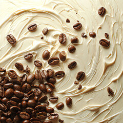 Fototapeta premium Creamy texture and roasted coffee beans create an inviting culinary experience