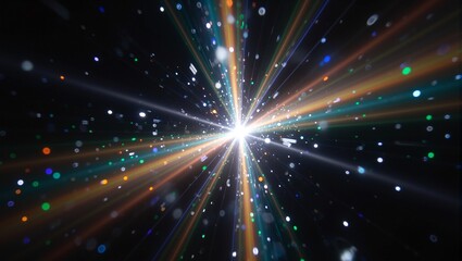 Obraz premium Mesmerizing prism light explosion with vibrant gradients geometric patterns shimmering bokeh and a dreamlike lens flare