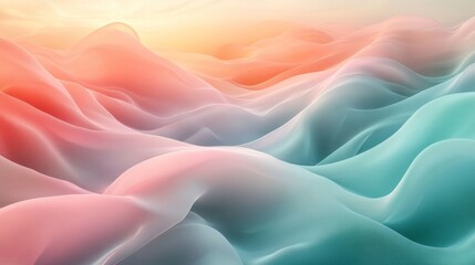 Obraz premium Dreamy Abstract Pastel Waves in Soft Pink and Blue Tones Illuminated by a Gentle Sunrise Light