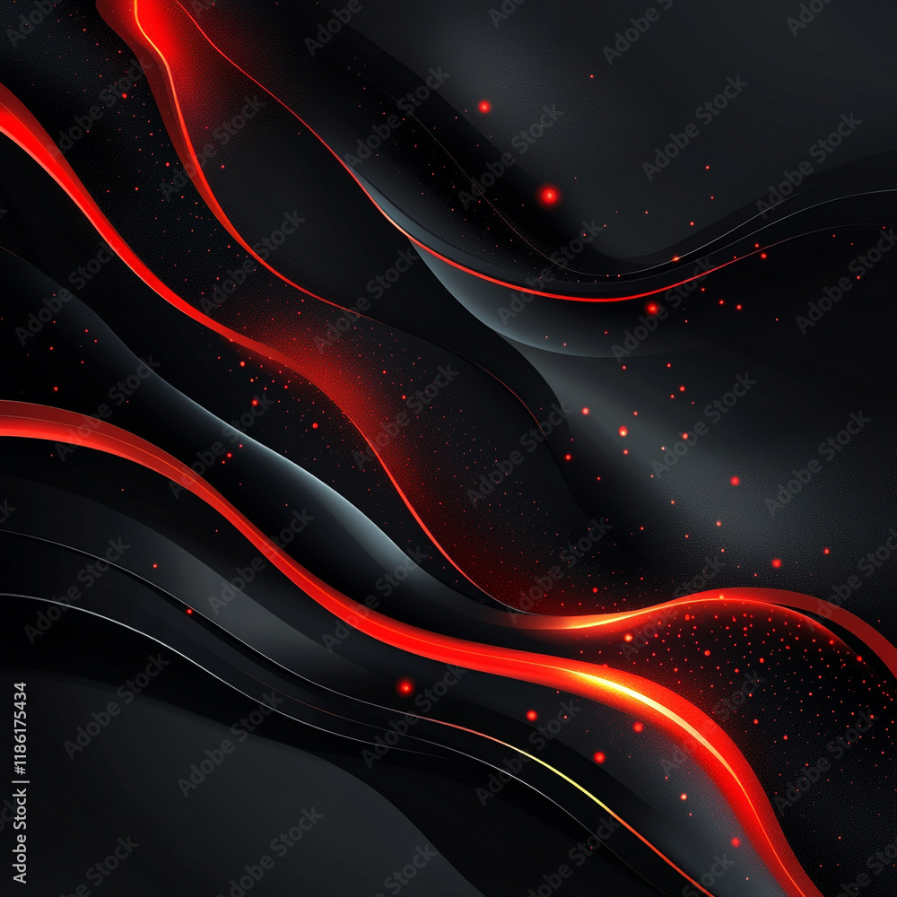 Aufkleber abstract red and black wavy patterns with glowing effects on a dark background