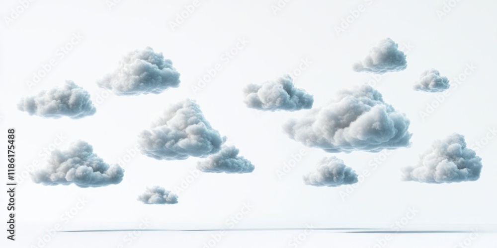 Aufkleber series of clouds in various sizes and shapes, creating a sense of depth and movement. the clouds are